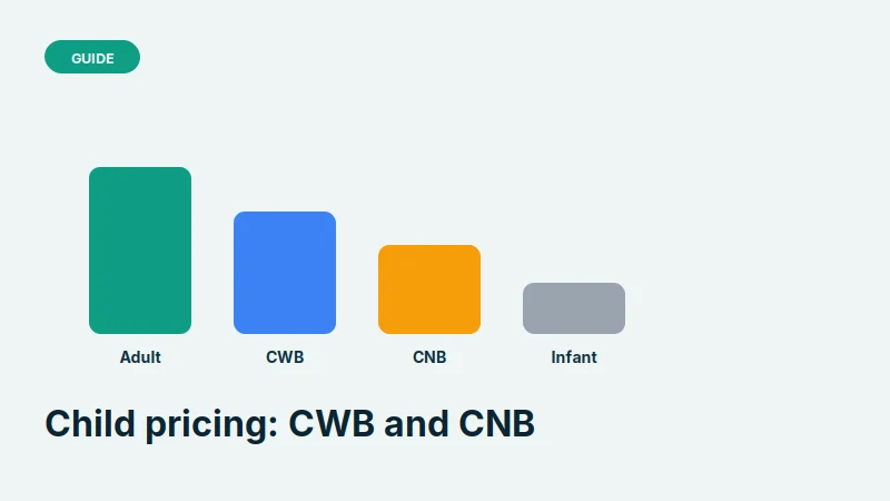 Child pricing: child with bed, child without bed and infant